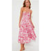 Hyacinth House Fuschia Brushstrokes Aurora Halter Neck Midi Dress Womens Large