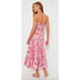 Hyacinth House Fuschia Brushstrokes Aurora Halter Neck Midi Dress Womens Large