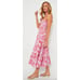 Hyacinth House Fuschia Brushstrokes Aurora Halter Neck Midi Dress Womens Large