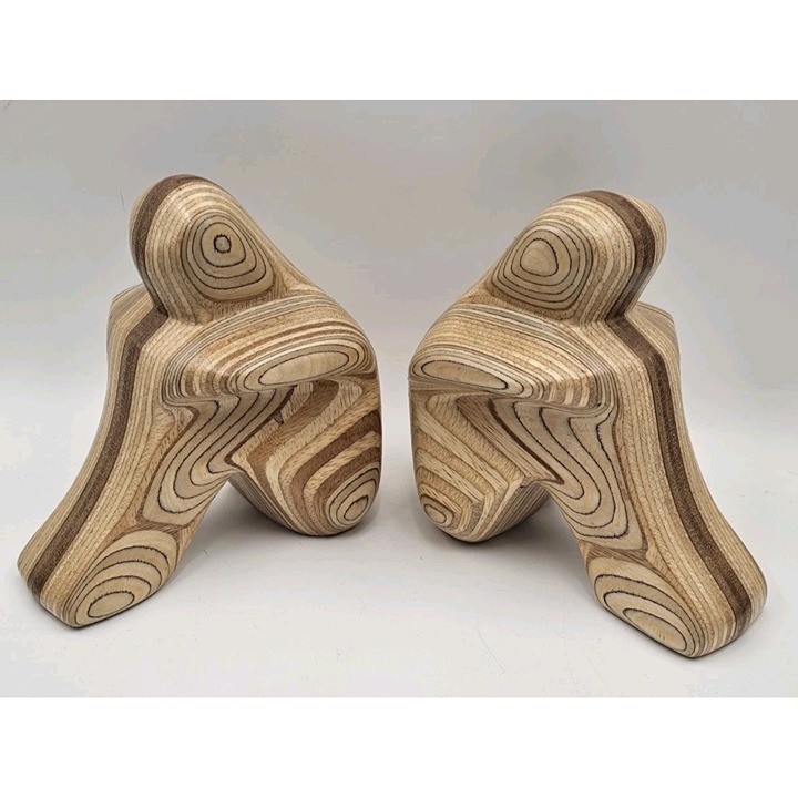 Robert Hargrave Modern Art Pressed Wood Sitting People Sculptures Book Ends