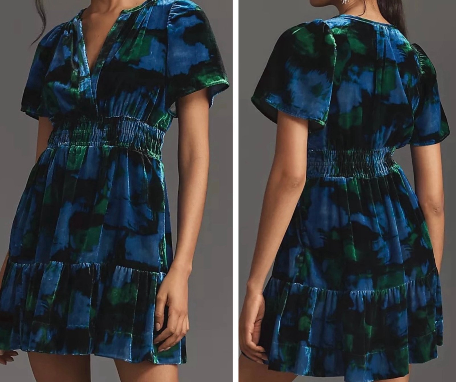 Anthropologie The Somerset Velvet Mini Dress, Size XS