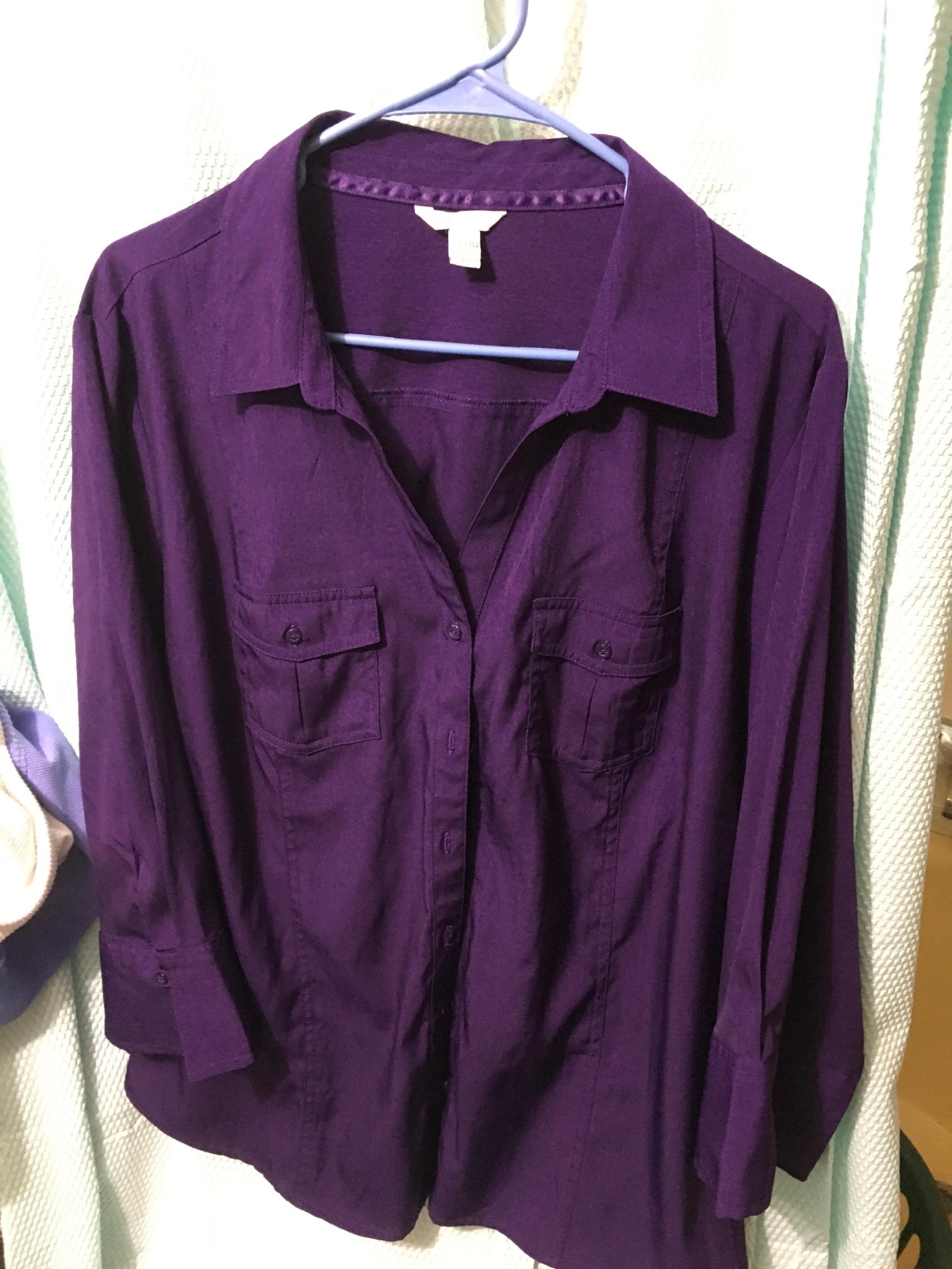 Purple cato buttown down top size 22/24 3/4 sleeve