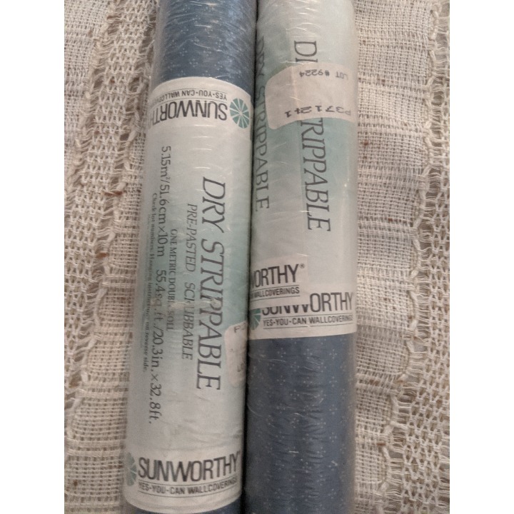 Vintage Wallpaper by Sunworthy 2 full rolls 55.4 sq ft Blue with White dots