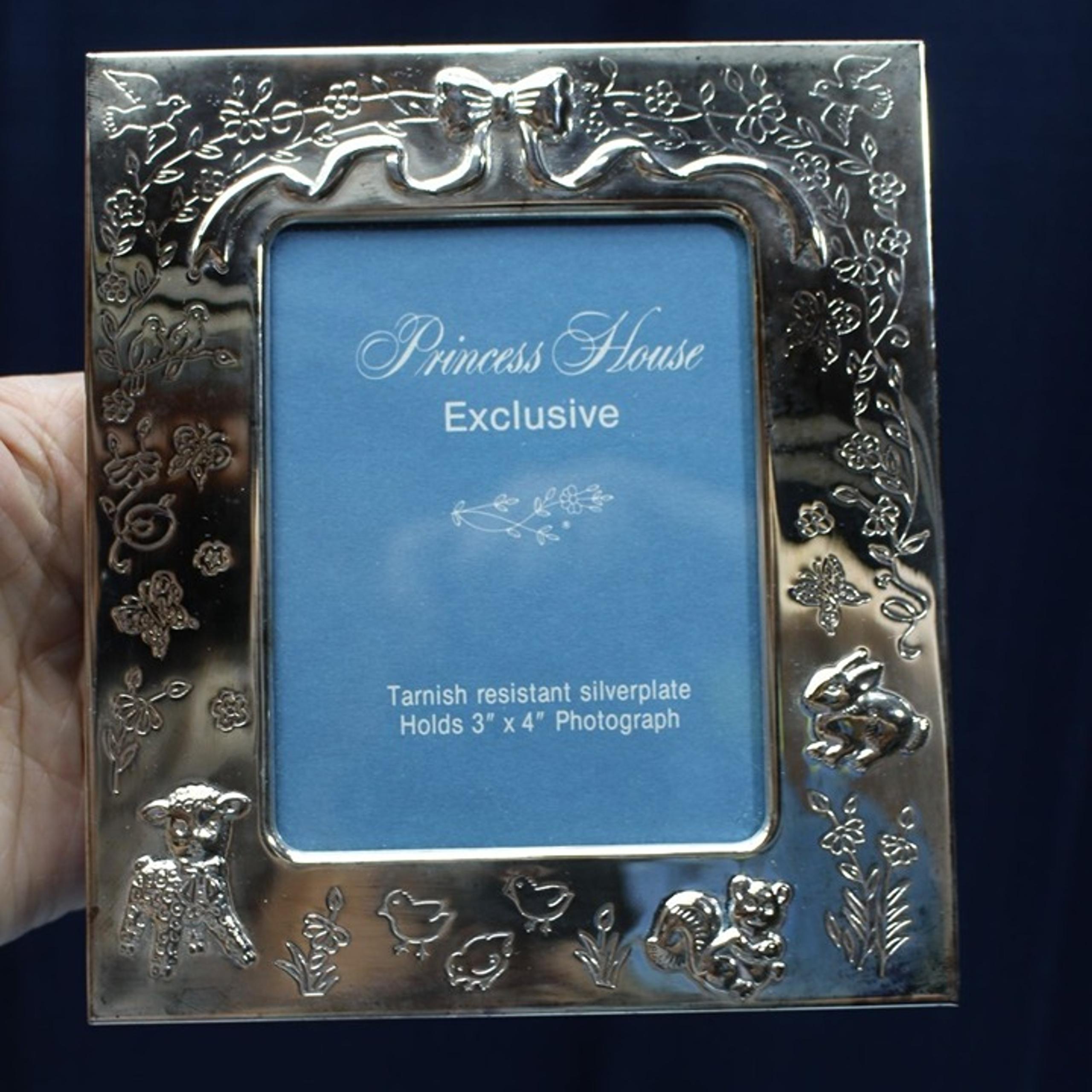 Princess House Silverplated Baby Frame #351 Animal Baby Nursery Picture Frame