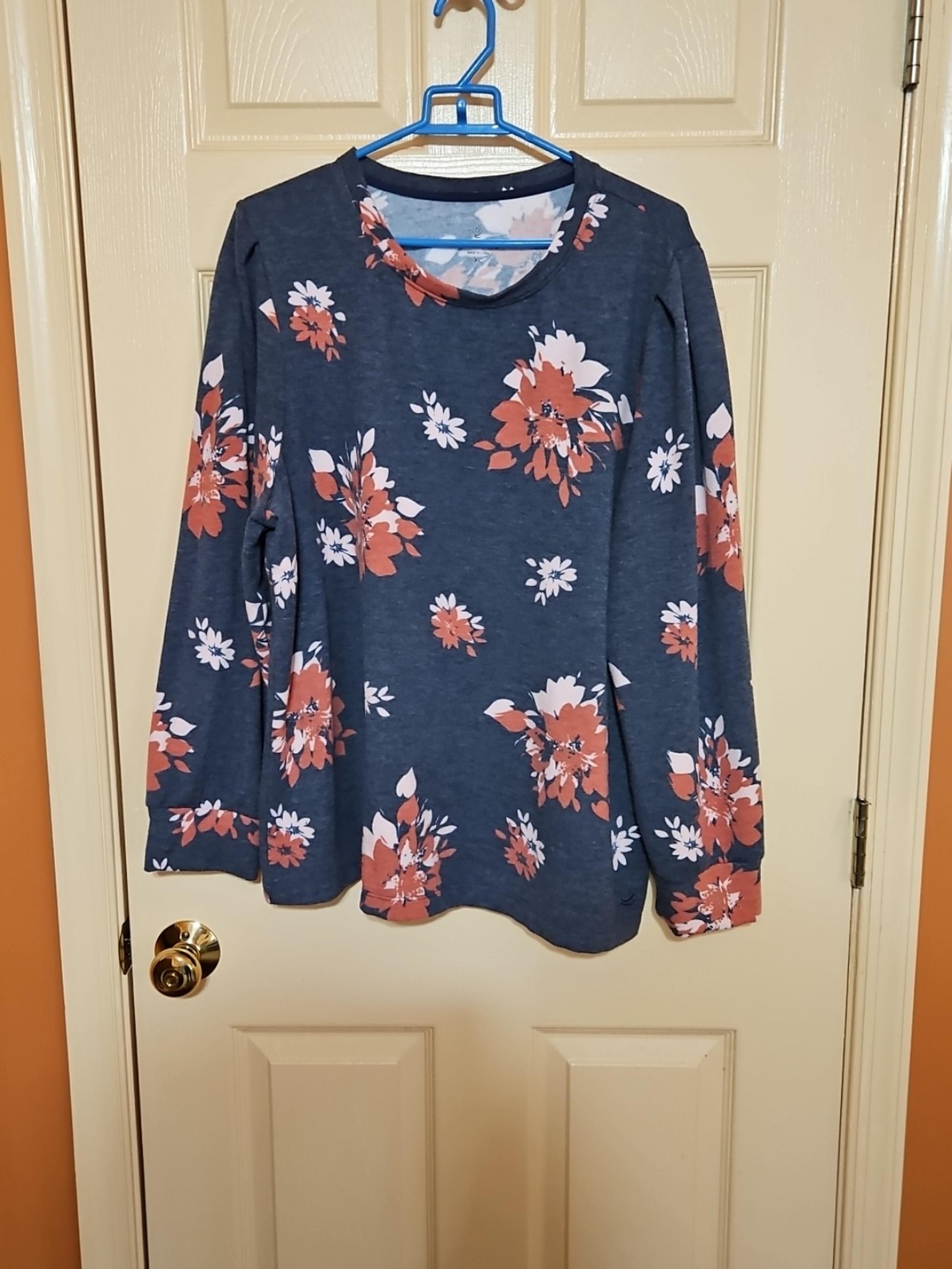 Womens Cuddl Duds Floral Crewneck Pullover Sweater Size XL
