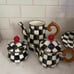 Vintage Mackenzie Childs Courtly Check Enamelware Stackable Set **READ DESCRIP**