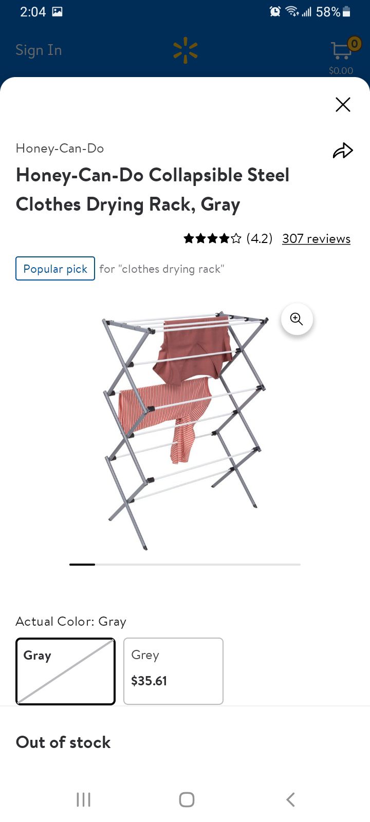 Collapsible steel clothes drying rack