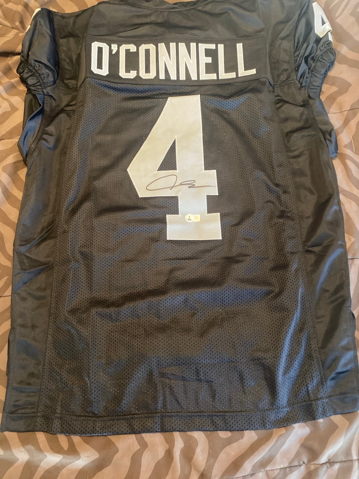 Las Vegas Raiders Aiden O'Connell Autographed Pro Style Black Jersey BAS Auth...