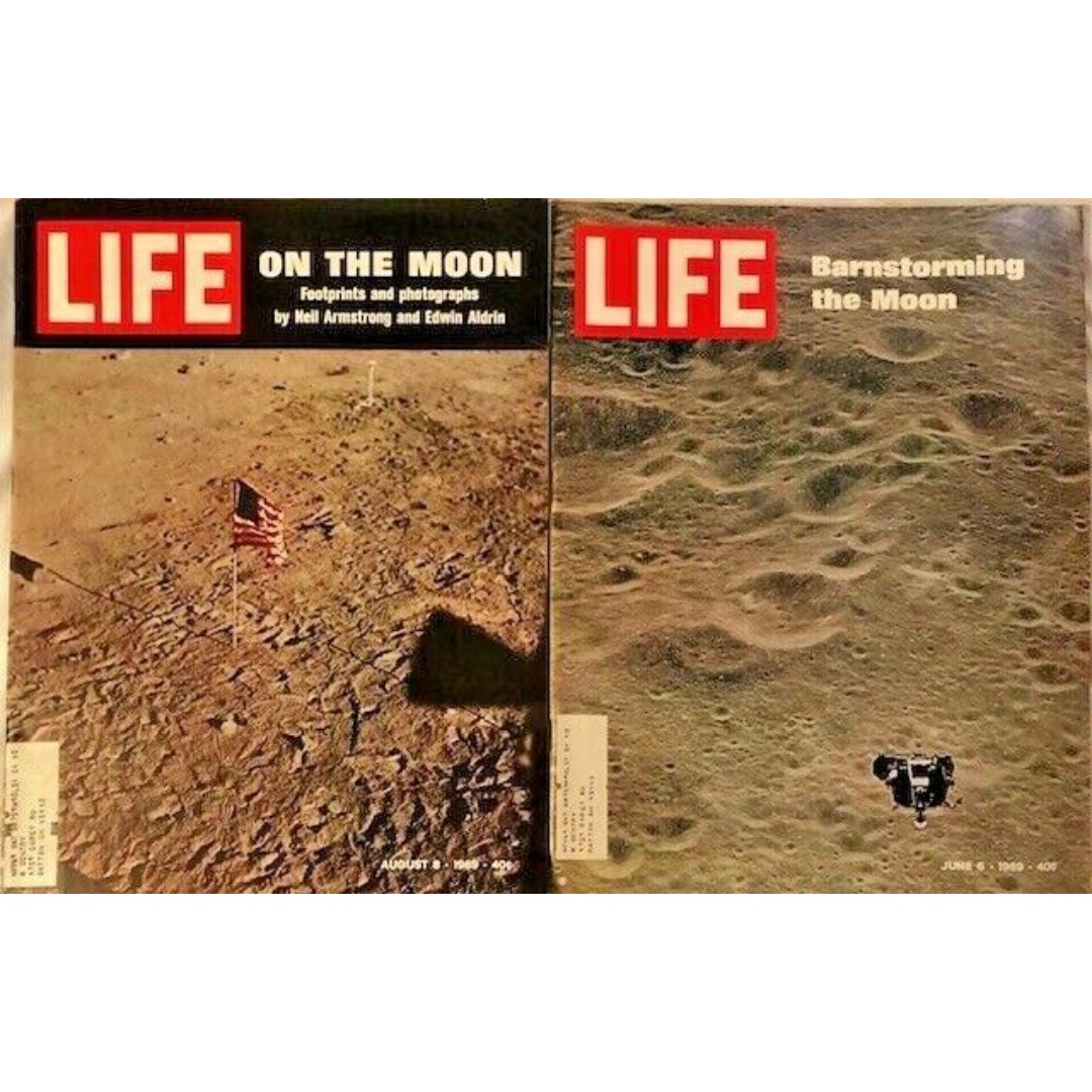2 Life Magazines-June 6 and August 8 1969-On the Moon-Neil Armstrong-Vintage Ads