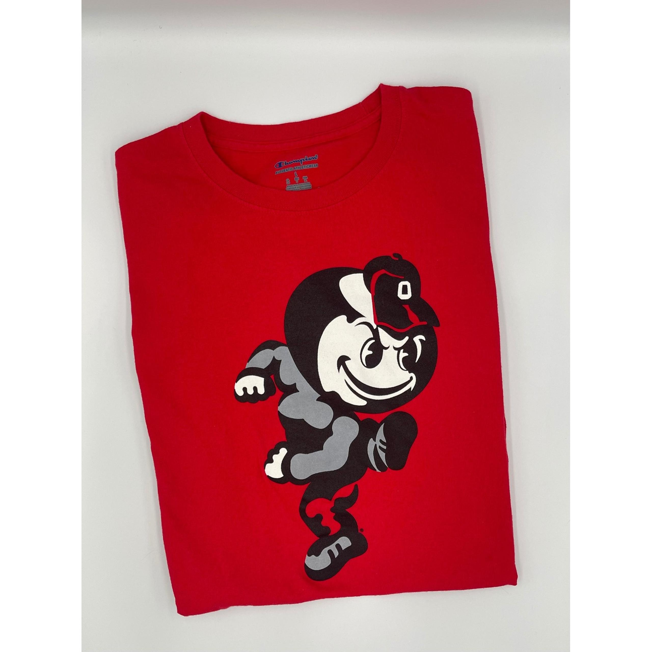 Champion Ohio State Buckeyes Mascot Graphic Tee T-Shirt Red Large