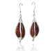 Wood Silver Maile Leaf Hook Earring