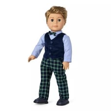 American Girl Doll Janie and Jack Tartan Plaid Holiday Boy Outfit Brand NEW