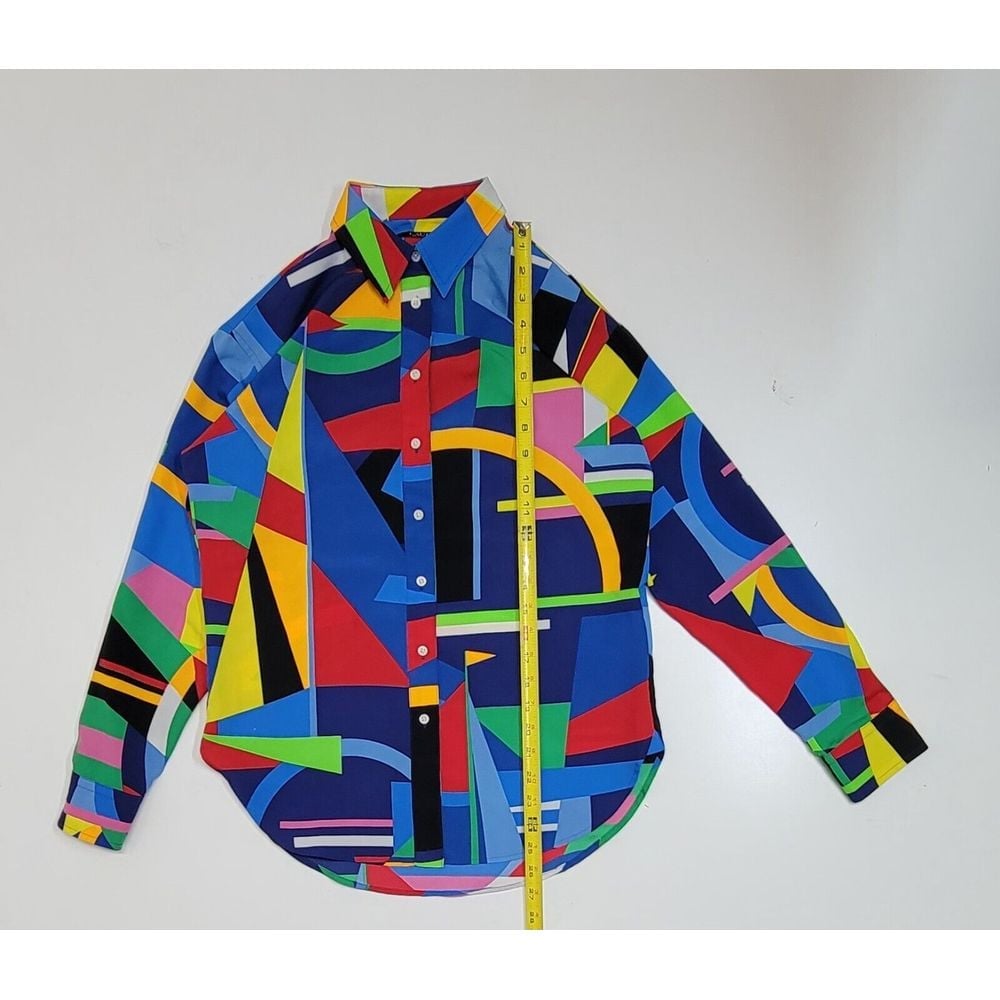 RALPH LAUREN BLACK LABEL COLORFUL NAUTICAL GEOMETRIC BUTTON UP SHIRT XS NWOT