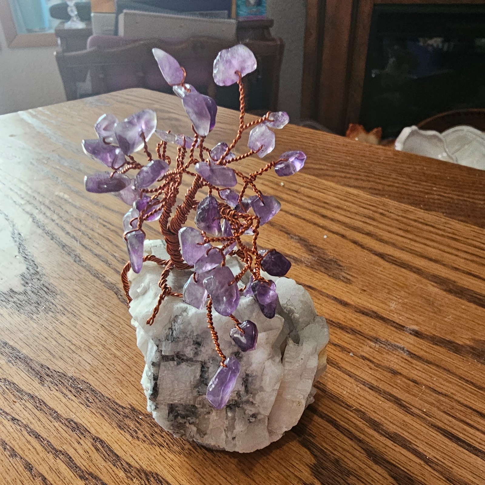 Natural Crystal Cluster Raw Stone Amethyst Hand Made Lucky Money Tree For Gift