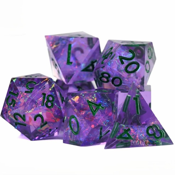 Dice Set - Nightshade - Handmade - 7 Resin Dice