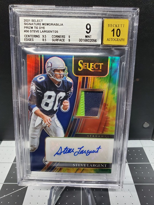 2021 Steve Largent Select Signature Prizm Tie Dye Relic BGS 9Auto/10Card