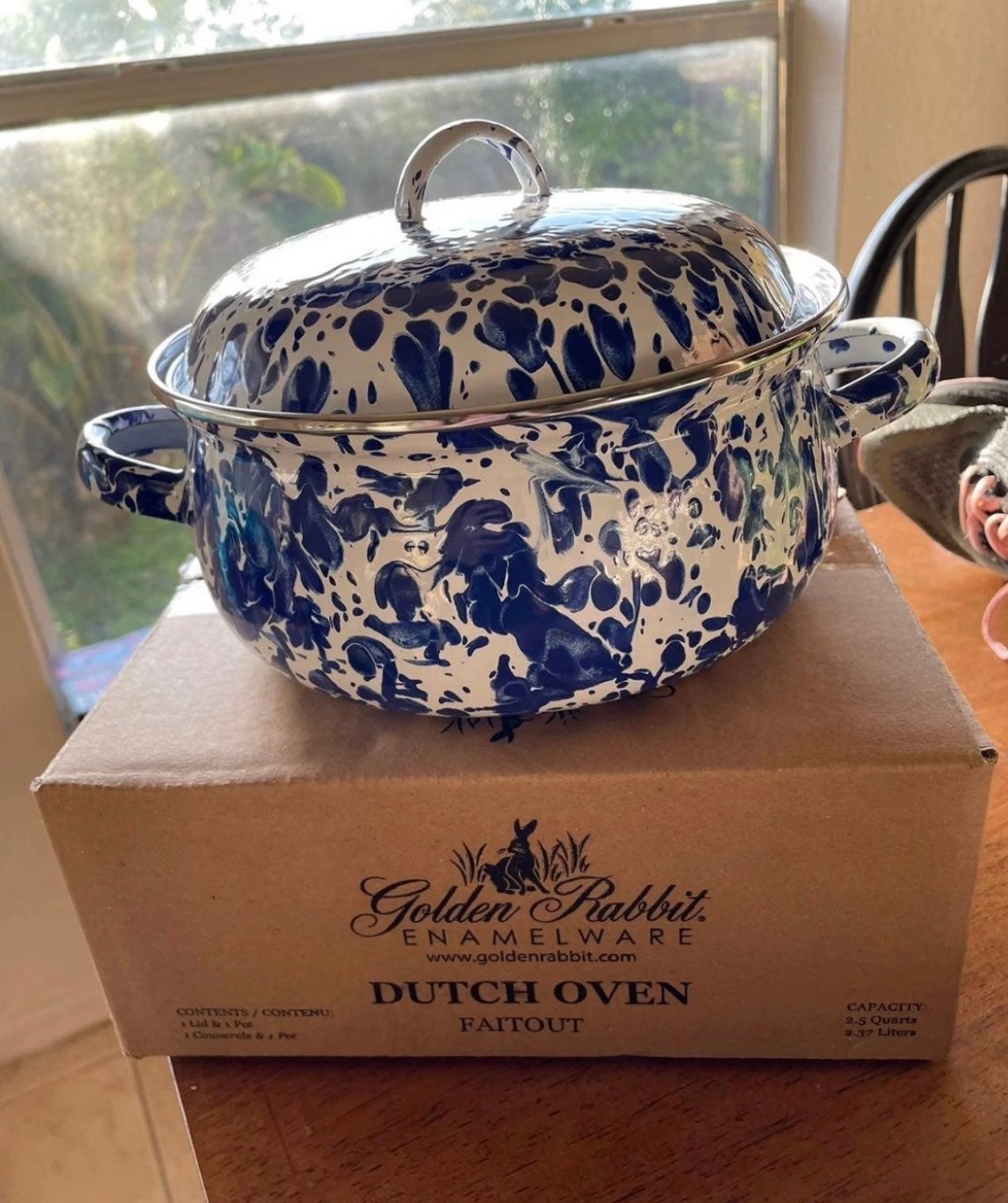 Golden Rabbit Swirl Enamel Dutch NIB