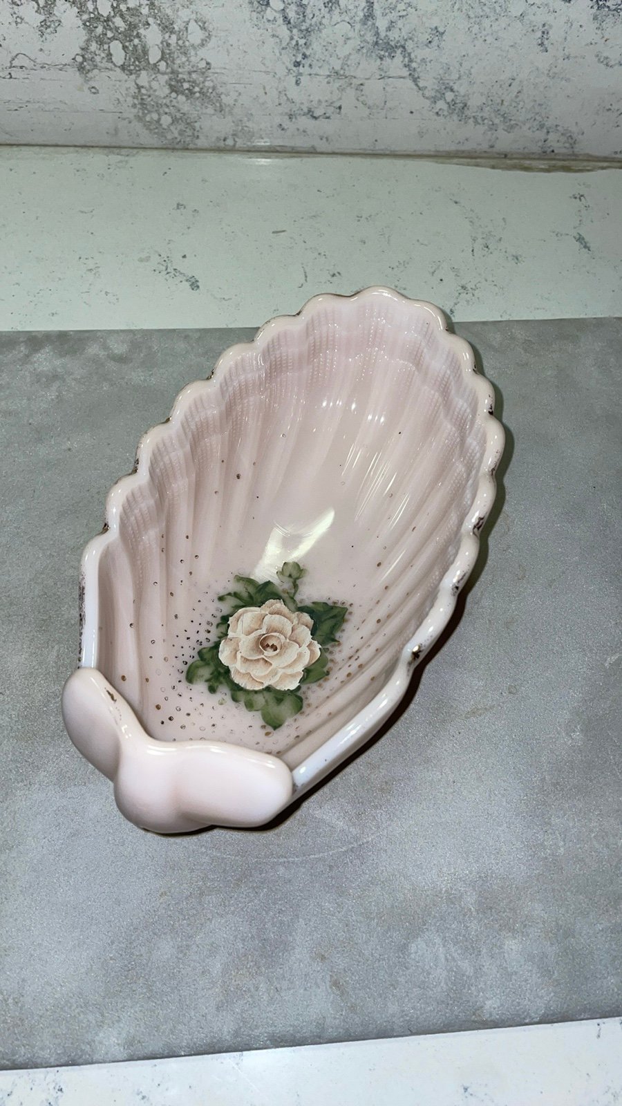 Nautilus Vintage Shell Footed Pink Crown Tuscan Rose Dish Cambridge Glass Co.
