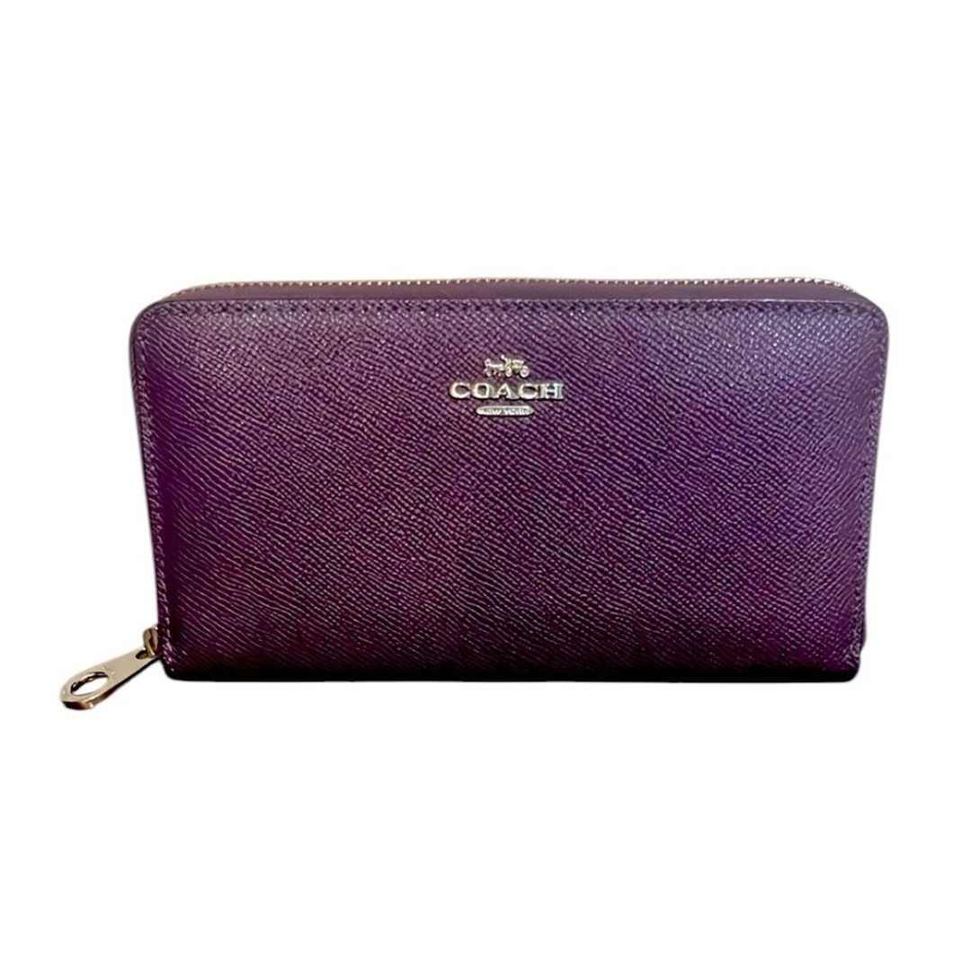 Coach Purple Canvas Long Zip Around Wallet Clutch Women’s Silver Hardware