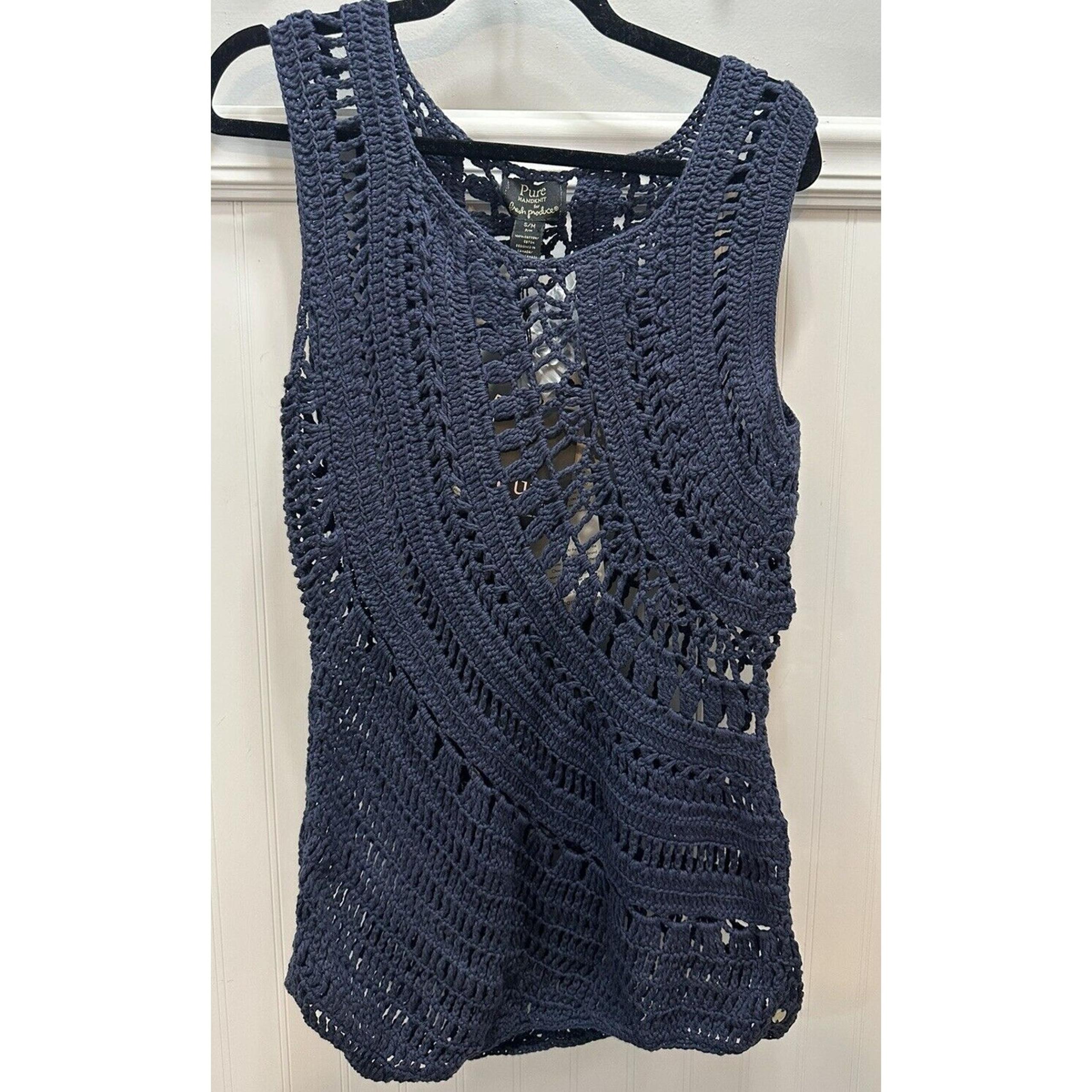 PURE handknit For Fresh Produce OpenKnit Sweater Small/Medium Sleeveless NEW