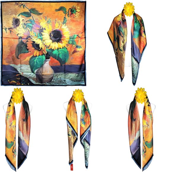 NWT Genuine 100% Mulberry Silk Satin Scarf 42 x42 Large Square Shawl 59911