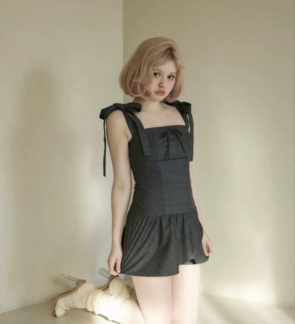 【爆売りセール開催中！】 Andmary Rojina ribbon dress Grey ワンピース