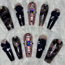 Black Rose Press On Nails