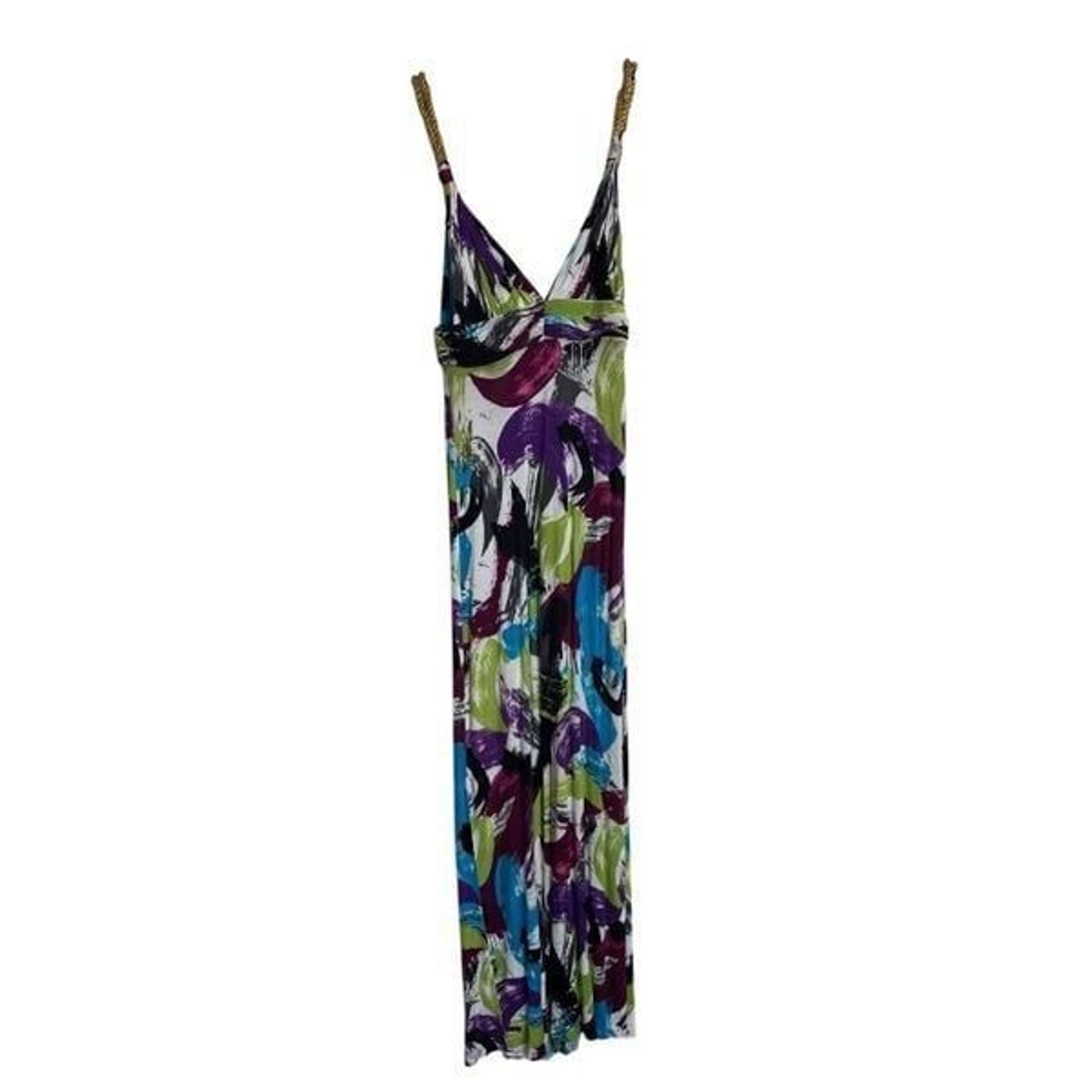 T-bags Los Angeles Dress Womens Size Small Multicolor Maxi V-Neck Rope Strap