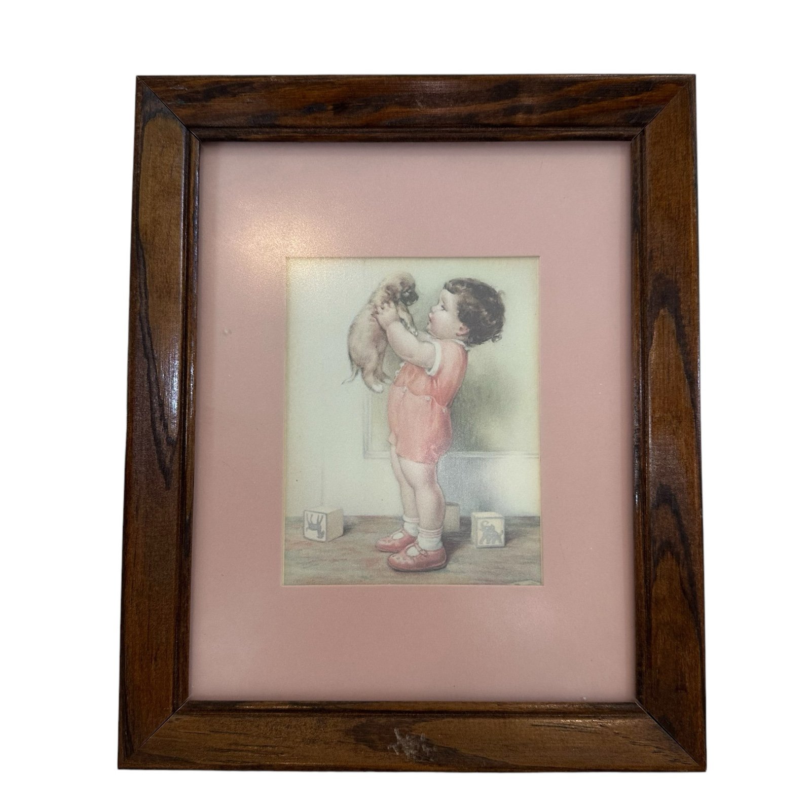 Bessie Pease Gutmann Love is MINE Print Lithograph of Child Dog Nursery