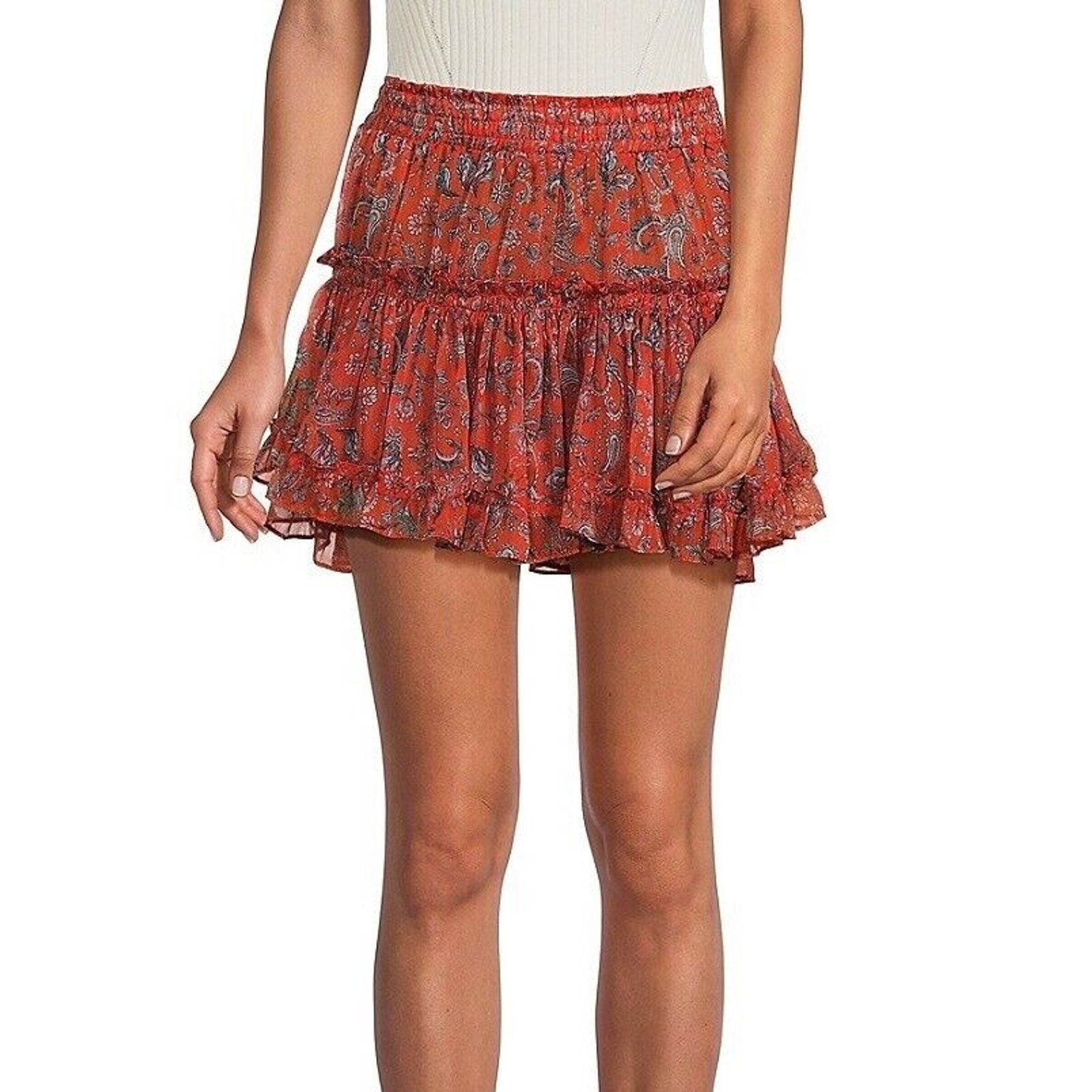 NWT MISA LOS ANGELES Women's Marion Floral Ruffle Miniskirt Aranciata Sz Small