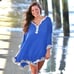 Royal Blue Embroidered Kaftan Beach Swimsuit Coverup
