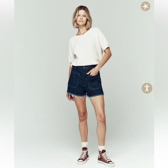 THE GREAT. The Sailor Short, Rinse Wash, Size 28