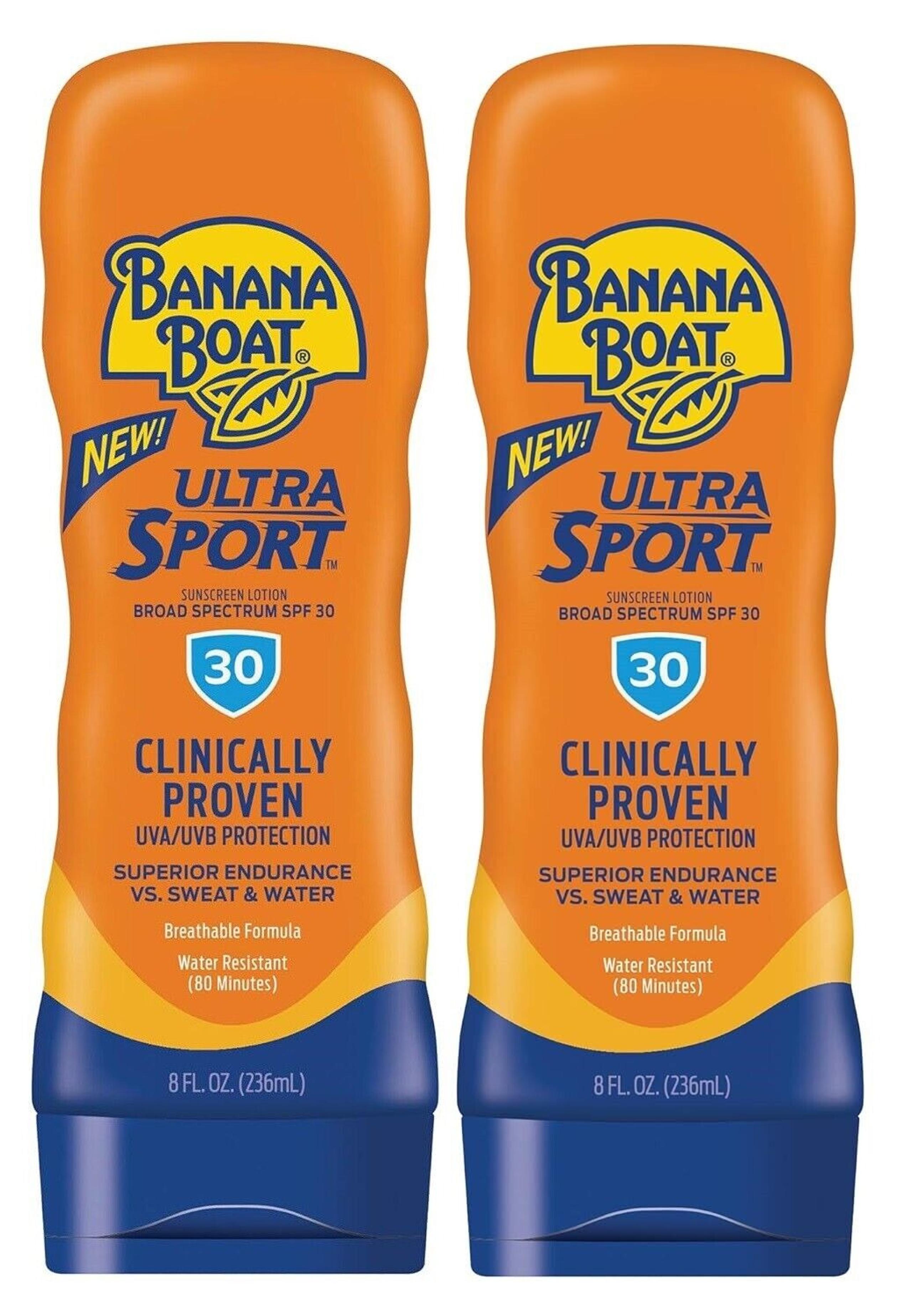 Banana Boat Ultra Sport Sunscreen Lotion SPF 30 New Formula 8 oz 2 Pack