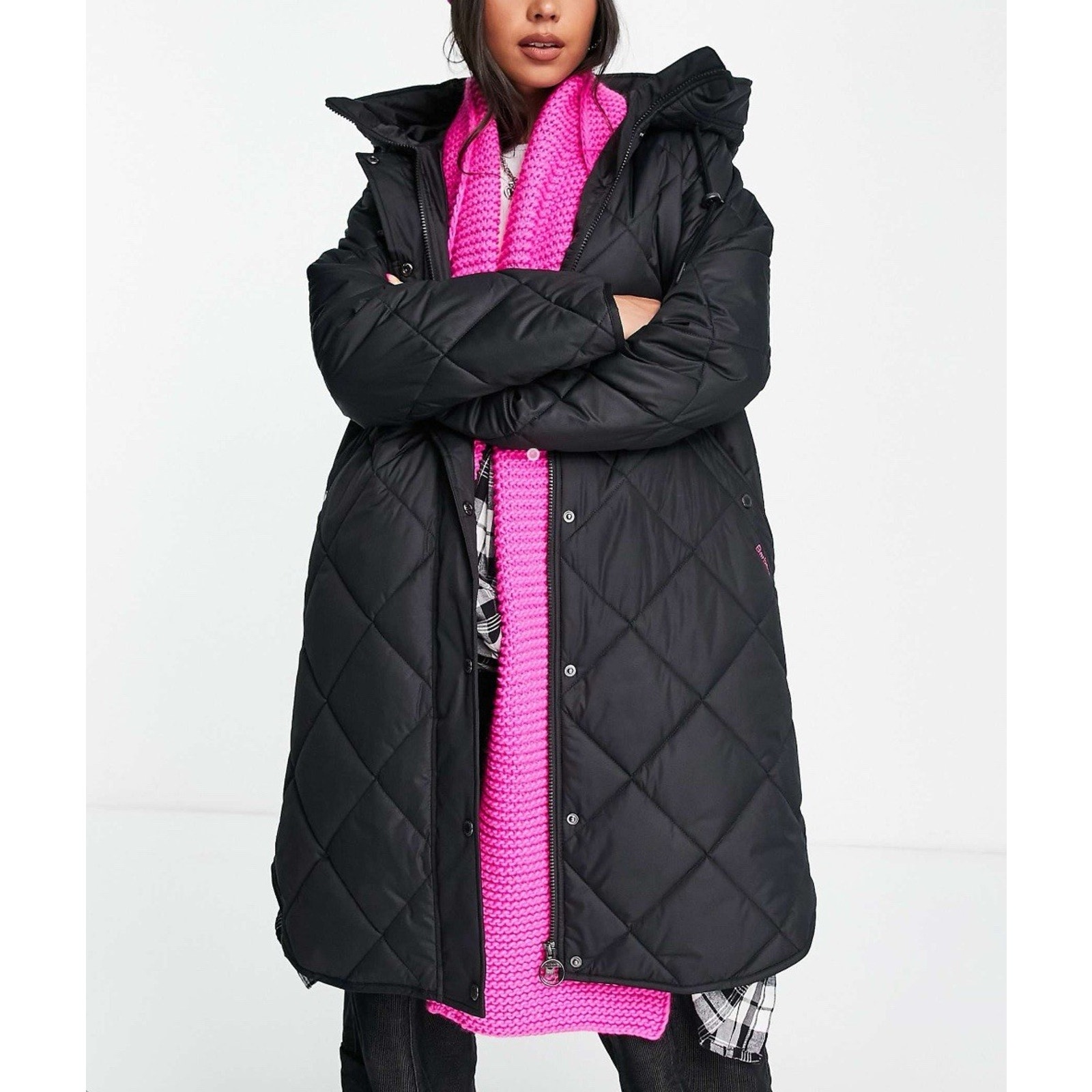 Barbour Avery Quilted Parka Womens US 4 Coat Black Longline Hooded