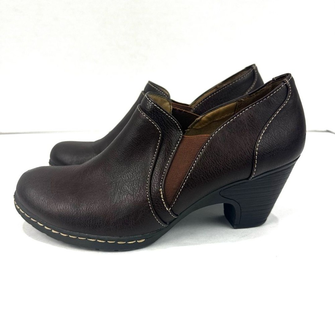 Croft & Barrow Ortholite Brown Comfort Slip On Heeled Mules Booties Sz 8.5