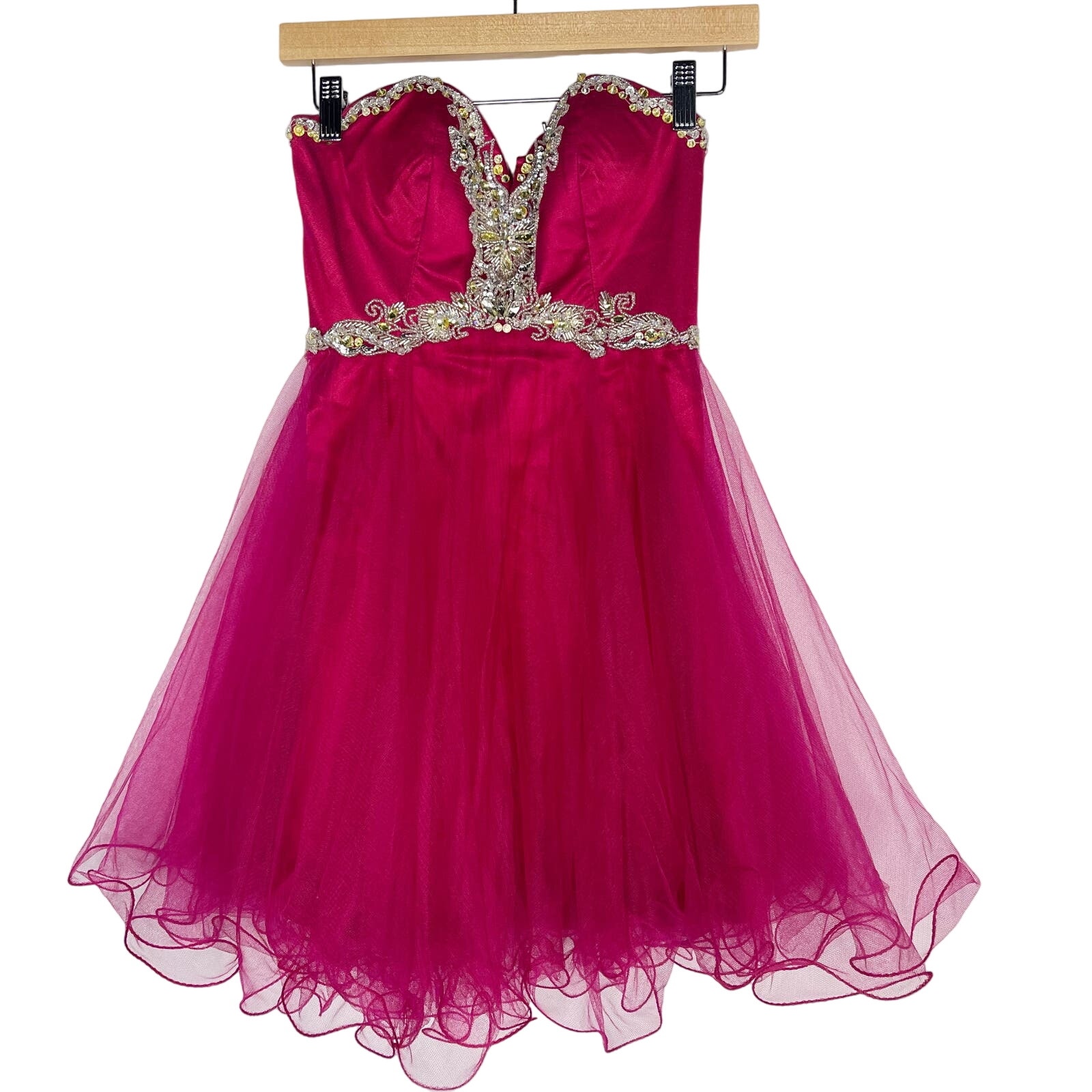 New Alyce Paris Size 0 Raspberry Pink Sweet Sixteen Mini Dress Embellished Tulle