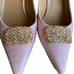Stuart Weitzman Pink Tweed Linen Slink-back Pointed Toe Blink Heels Size 8 M