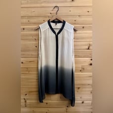 Eileen Fisher Size XLarge Sleeveless Silk Button Front Ombre Shell Blouse