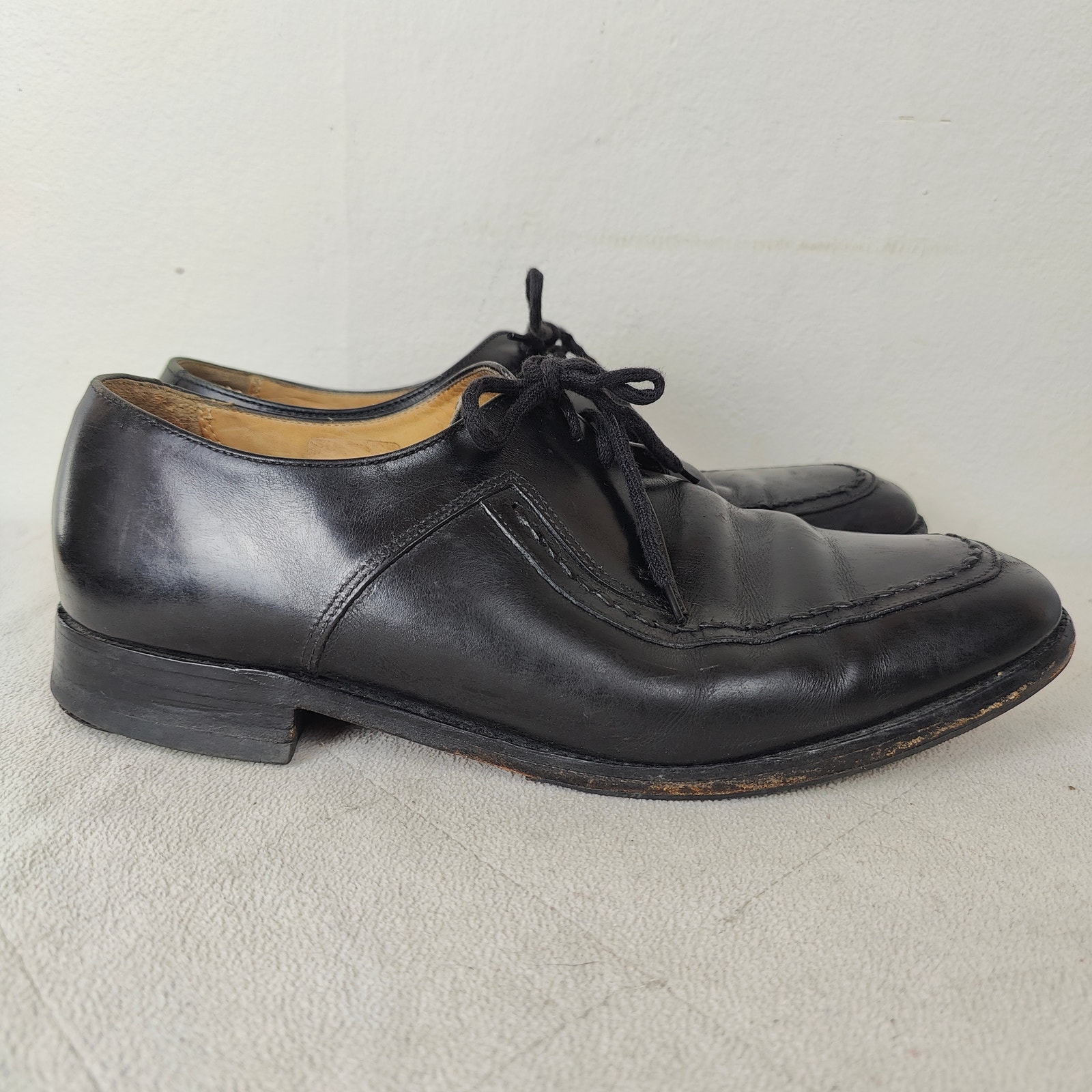 Loake Fontwell U-Tip Oxford Shoes Mens UK 8 US 9 Black Leather Lace Up Formal