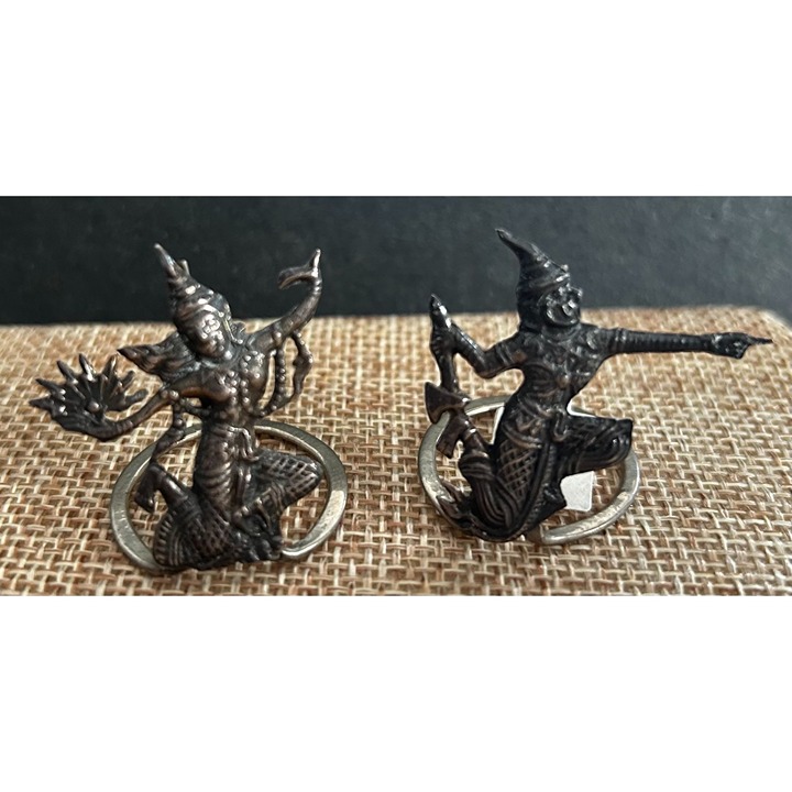 Set of 4 Vintage 925 Siam Sterling silver Place card Holders