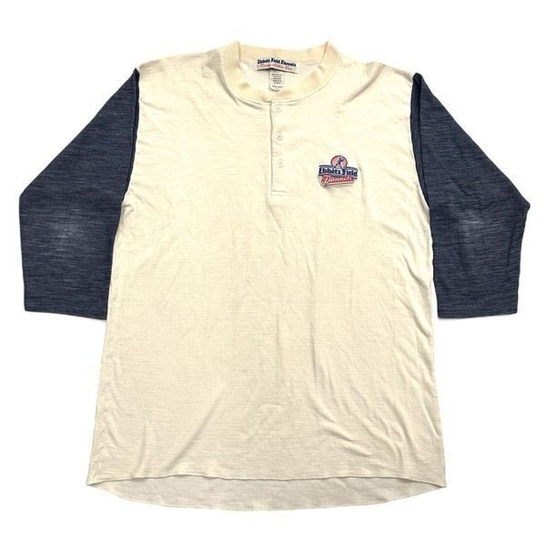 Vtg 80s Ebbets Field Flannels 3/4 Sleeve Fungo Henley Shirt 2XL Mens Baseball