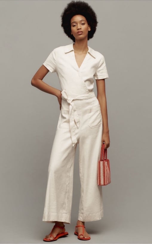 Anthropologie The Colette Wrap Jumpsuit by Maeve: Linen Edition