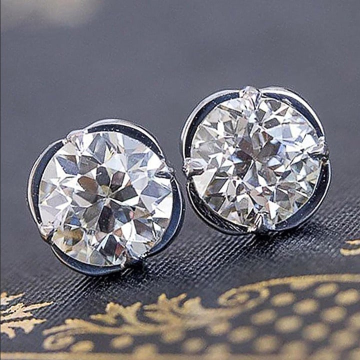 925 Solid Sterling Silver 2ct Diamond Womens Earrings Studs Authentic Stamped ct