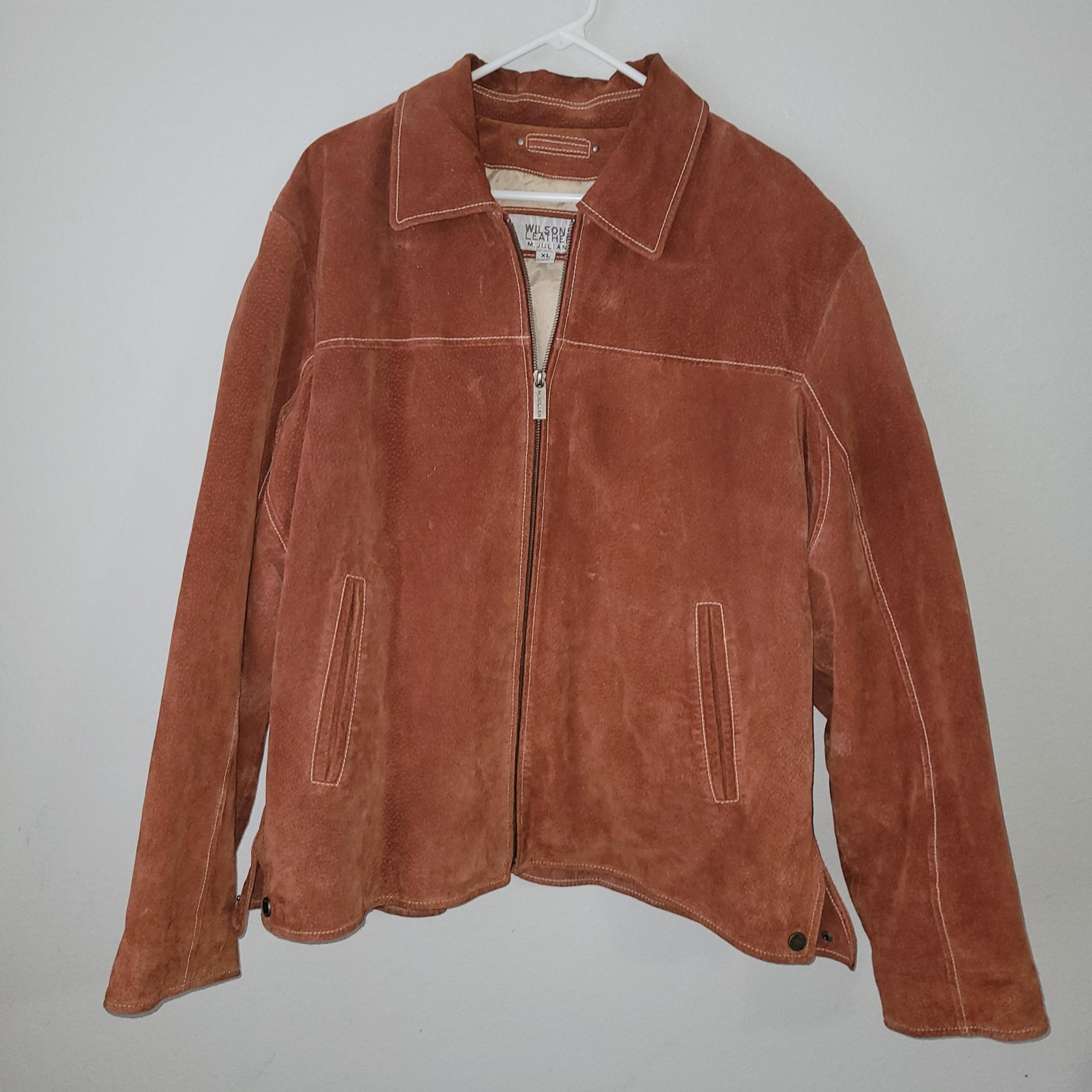 **MUST HAVE**Men's Wilsons Leather Orange Red M.Julian Motorcycle Jacket XL