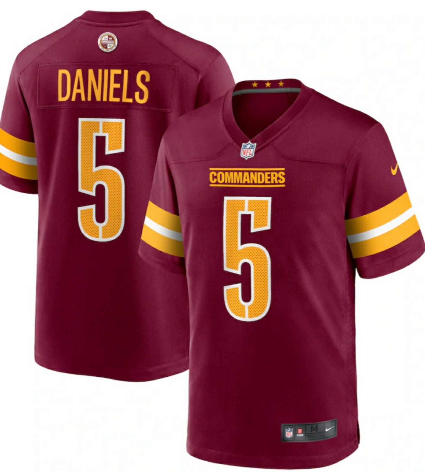 NewMen's Washington Commanders Jayden Daniels Burgundy Player Game Jersey XL