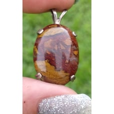 Vintage Sterling silver Mookaite/Jasper Stone Pendant