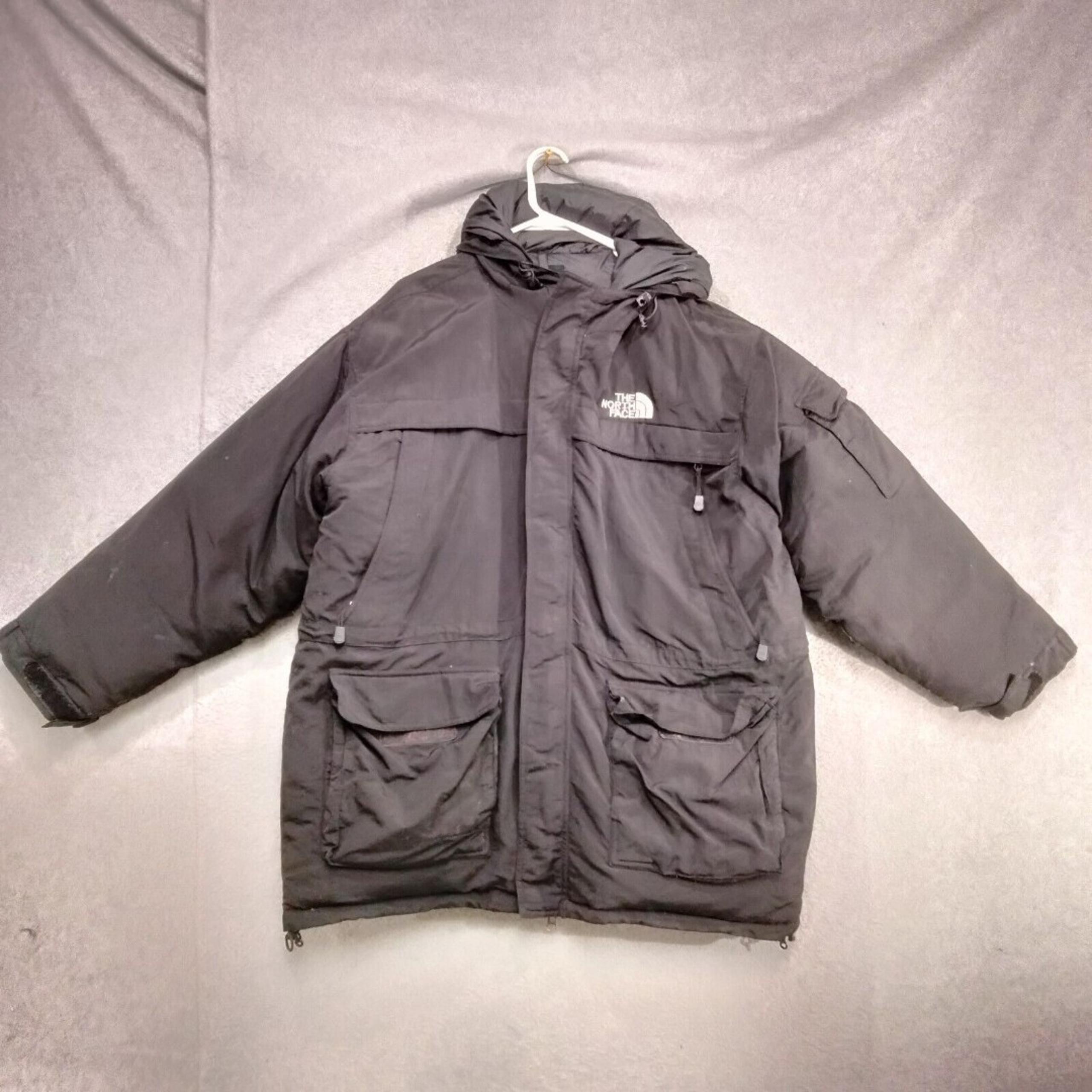 The North Face Parka Mens XL Goose Down Insulated Black Hooded Lined Jacket