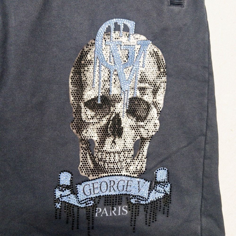 Avenue George V Paris Rhineston Skull Athletic Shorts Mens Large