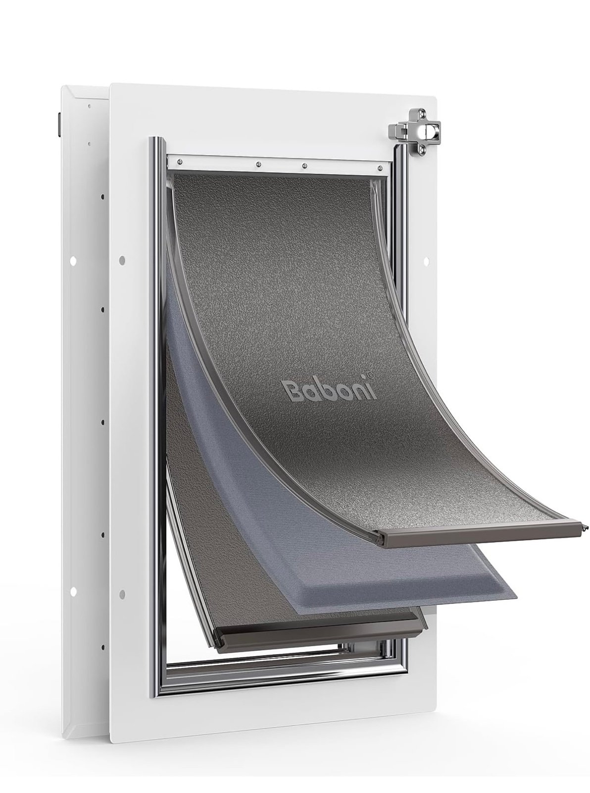 Baboni 3-Flaps Pet Door for Interior and Exterior Doors, Steel Frame and Telesco