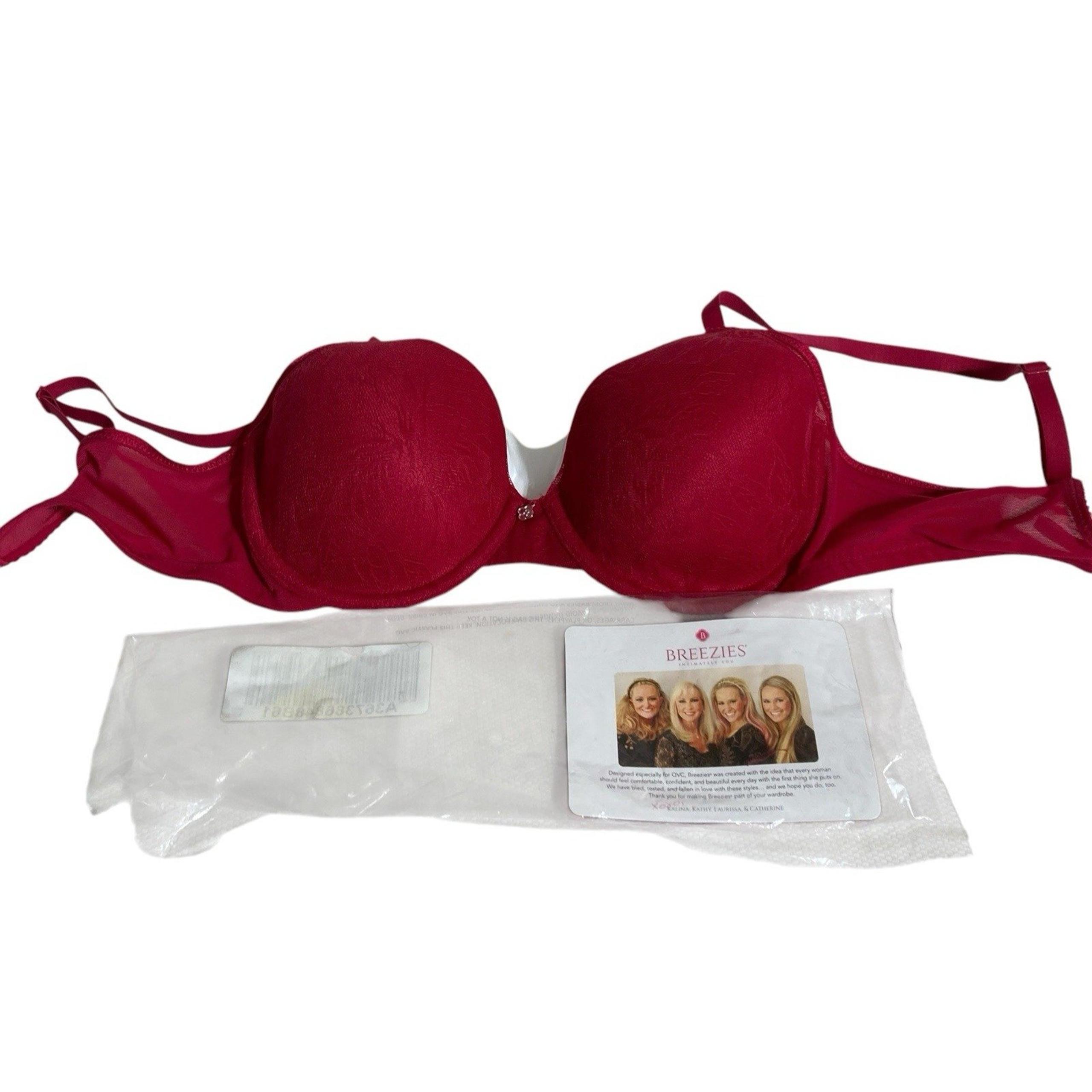 NEW Breezies Lace  Underwire T-Shirt Bra PERSIAN RED Size 34B A36738648